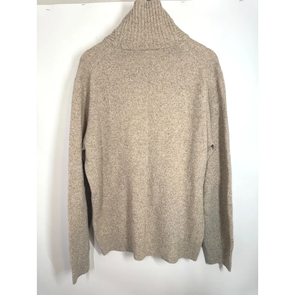 J.‎ Crew Shawl Collar Merino Wool Blend Sweater Mens XL Beige Button Neck Knit